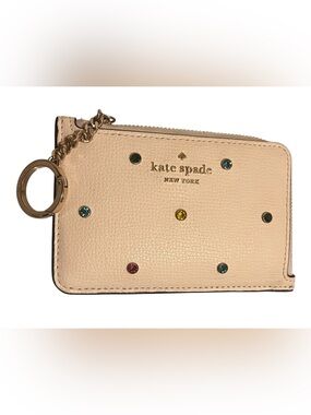 kate spade New York Gem-Studded Leather Card Case - Blush